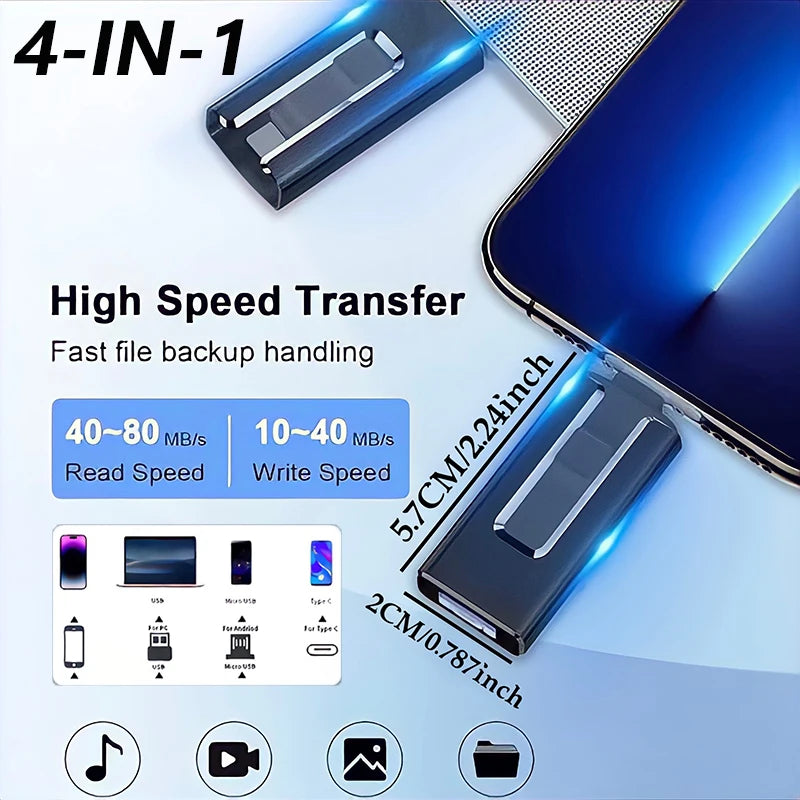PortivaX™ 4 In 1 OTG Micro USB 3.0  Flash Drive